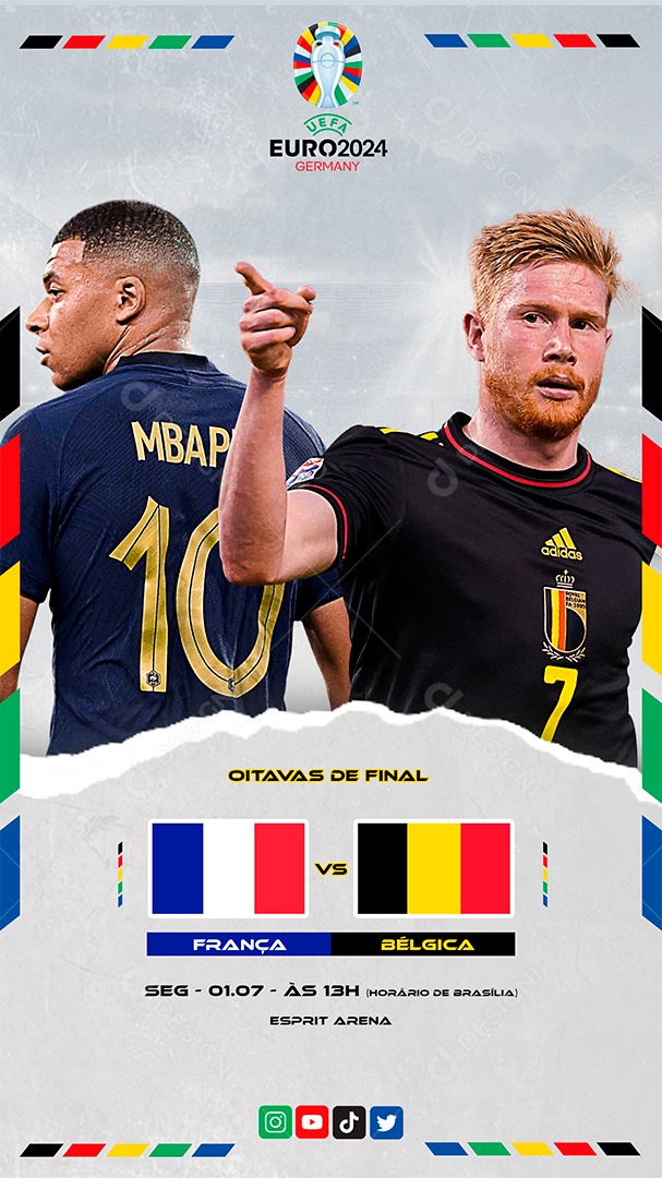 Euro 2024 France x Belgium Social Media PSD Editable