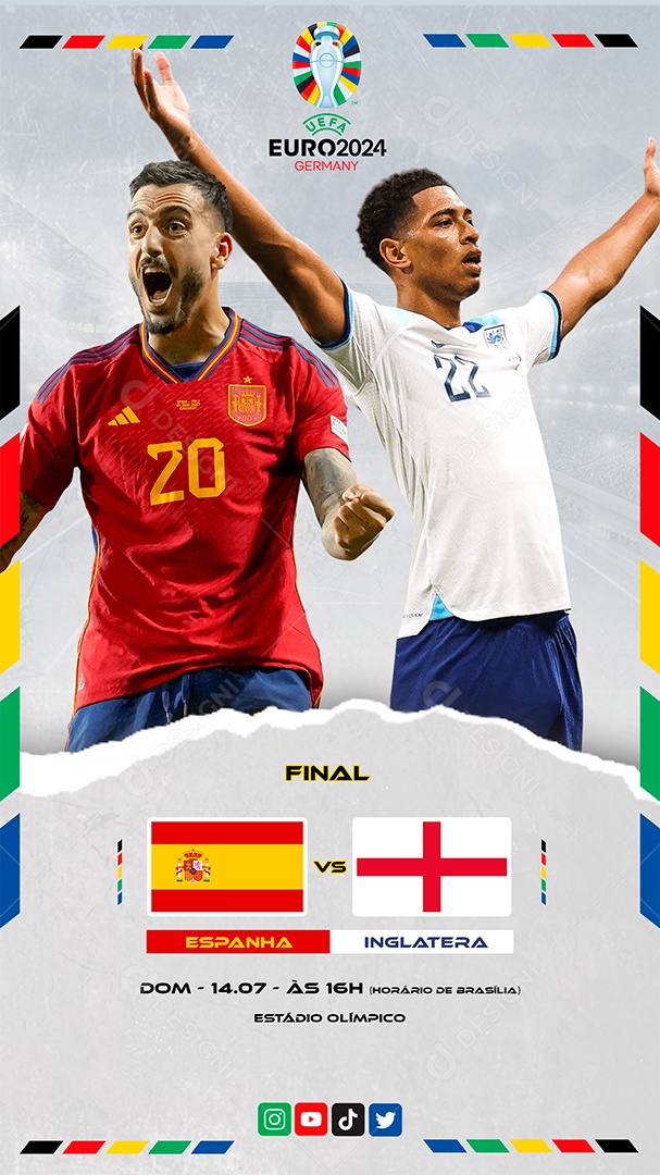 Story Euro 2024 Espanha x Inglaterra Social Media PSD Editável