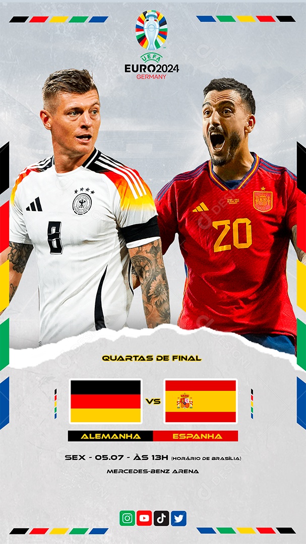 Story Euro 2024 Alemanha x Espanha Social Media PSD Editável