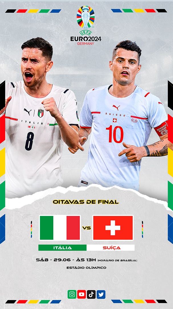 Story Euro 2024 Itália x Suíça Social Media PSD Editável