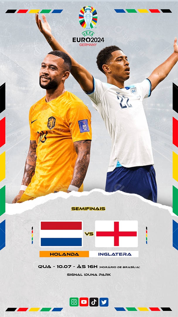 Story Euro 2024 Holanda x Inglaterra Social Media PSD Editável