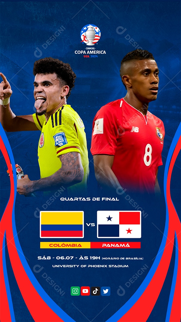 Story Copa América 2024 Colômbia x Panamá Social Media PSD Editável