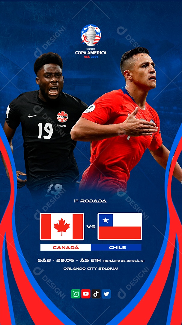 Story Copa América 2024 Canadá x Chile Social Media PSD Editável