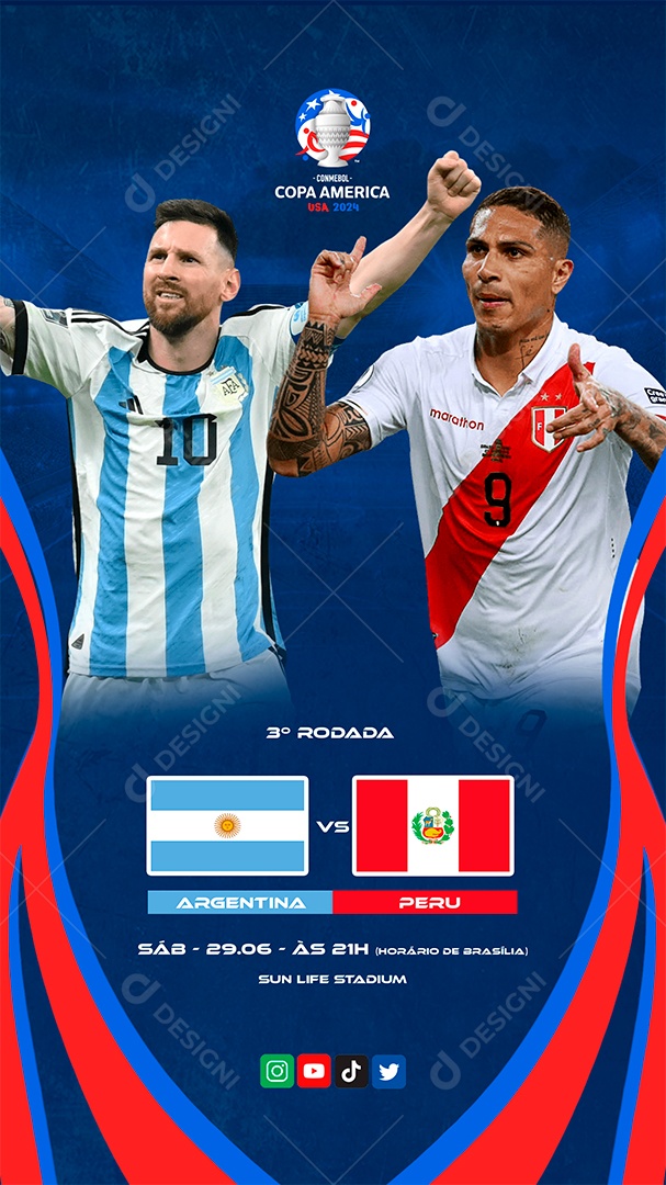 Story Copa América 2024 Argentina x Peru Social Media PSD Editável