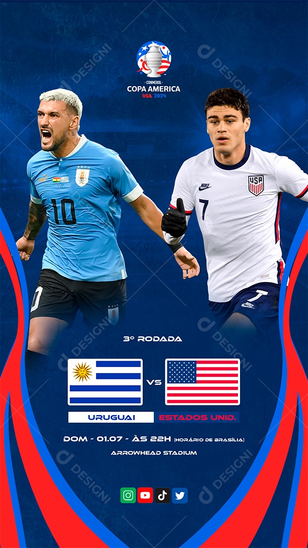 Story Copa América 2024 Uruguai x EUA Social Media PSD Editável