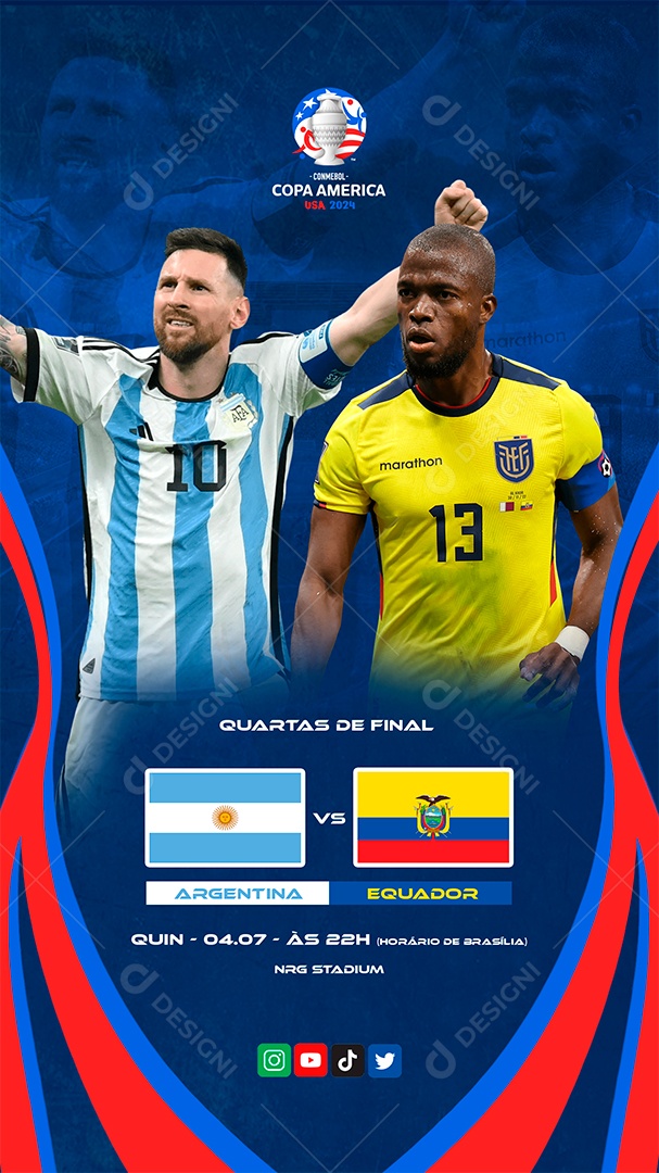 Story Copa América 2024 Argentina x Equador Social Media PSD Editável