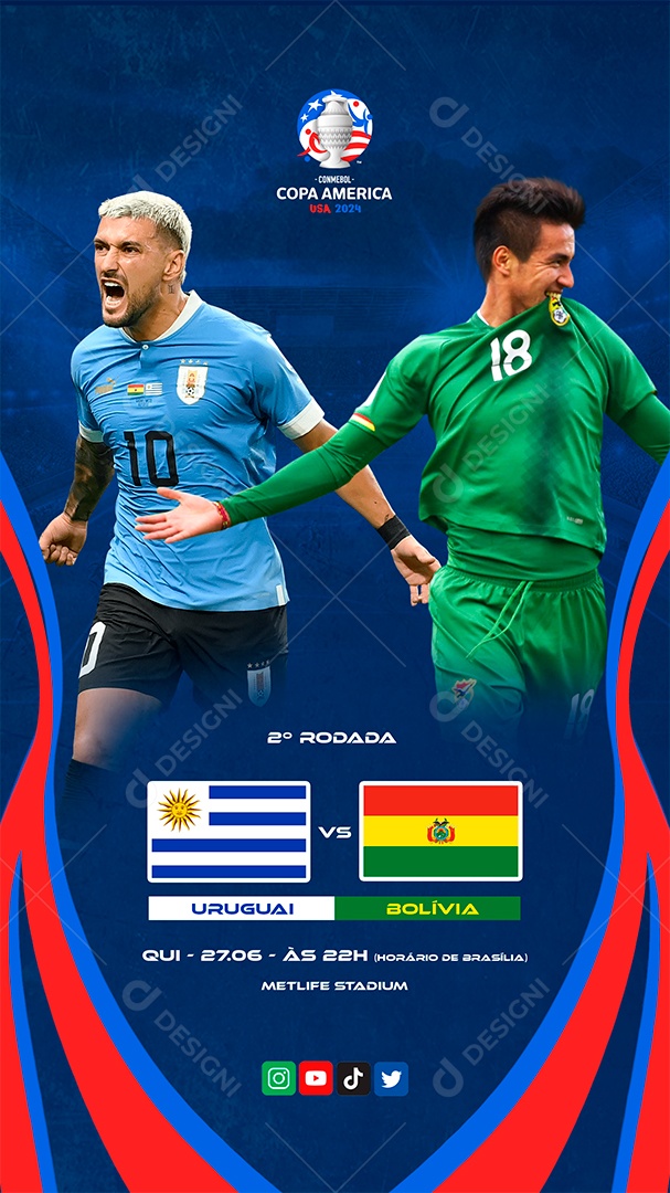 Story Copa América 2024 Uruguai x Bolívia Social Media PSD Editável