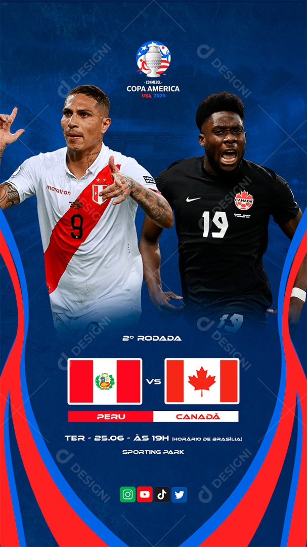 Story Copa América 2024 Peru x Canadá Social Media PSD Editável