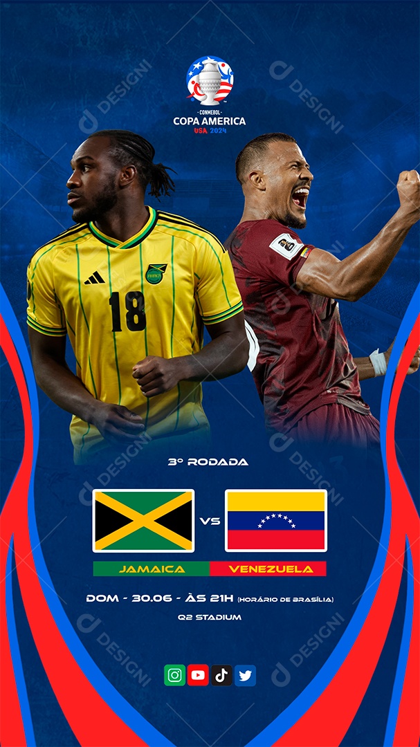 Story Copa América 2024 Jamaica x Venezuela Social Media PSD Editável