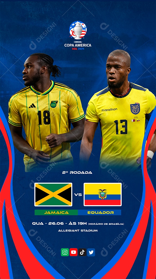 Story Copa América 2024 Jamaica x Equador Social Media PSD Editável