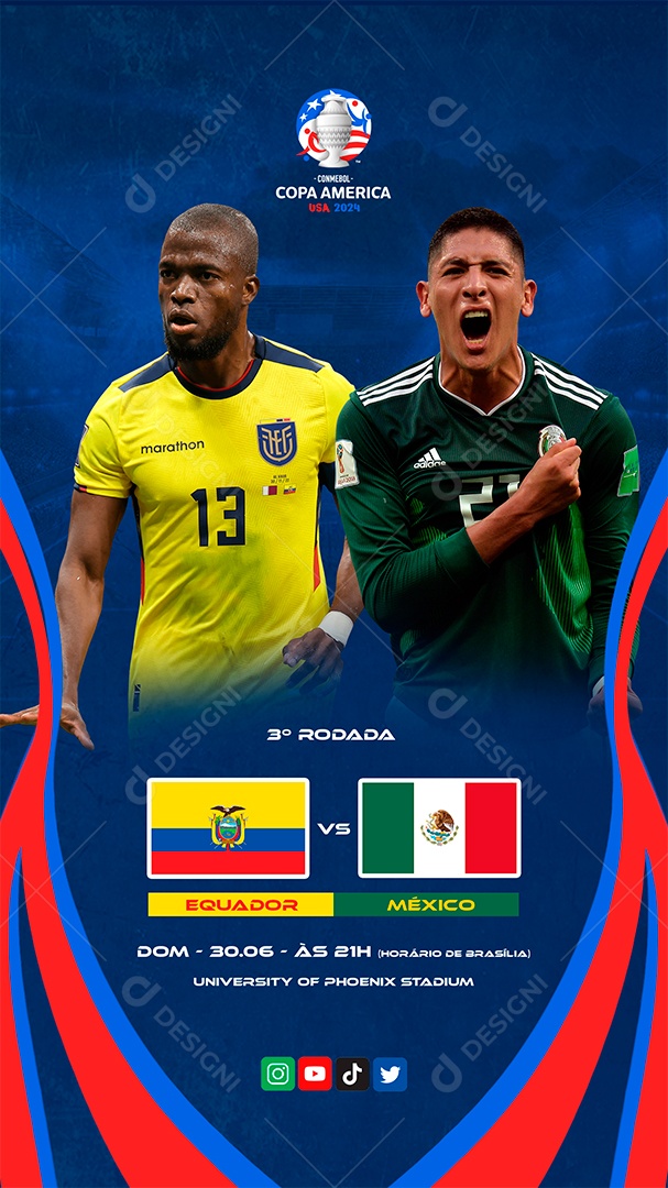 Story Copa América 2024 Equador x México Social Media PSD Editável
