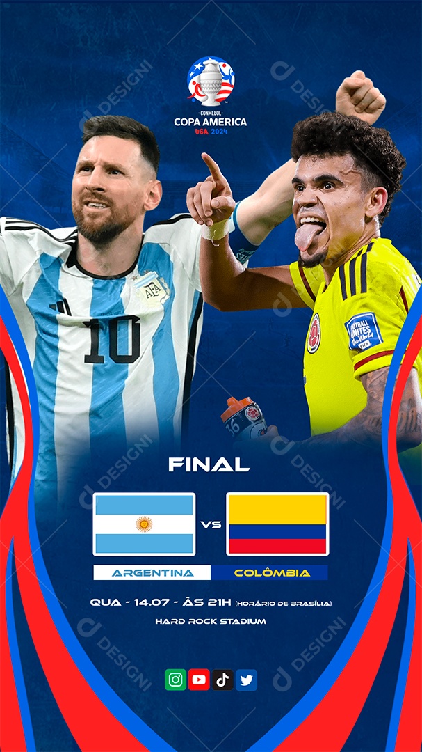 Story Copa América 2024 Final Argentina x Colômbia Social Media PSD Editável