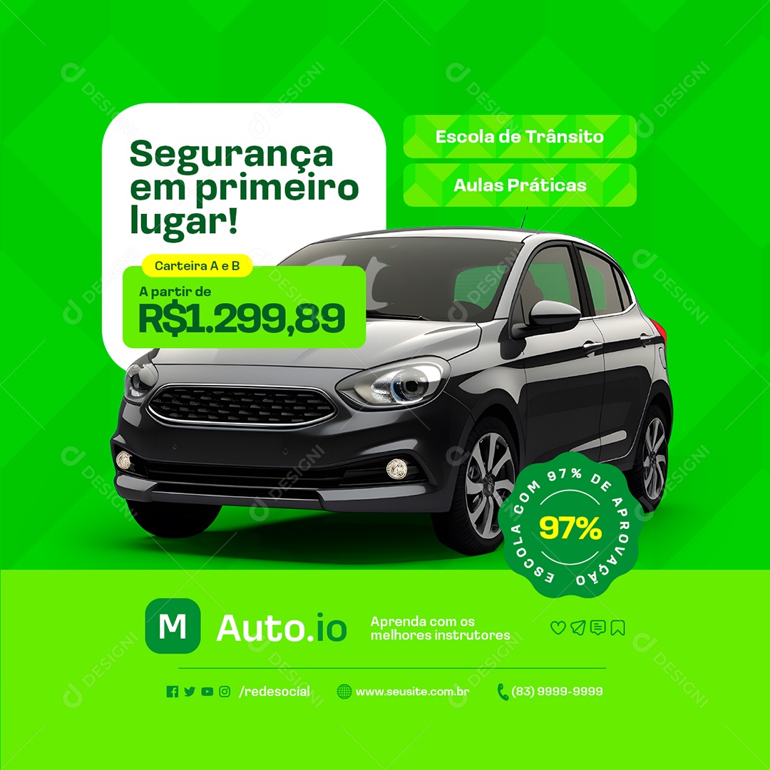 Autoescola Segurança em Primeiro Lugar Carteira A e B Social Media PSD Editável