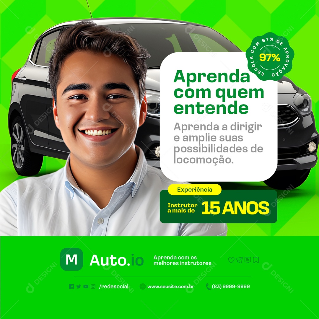 Autoescola Aprenda com Quem Entende Social Media PSD Editável
