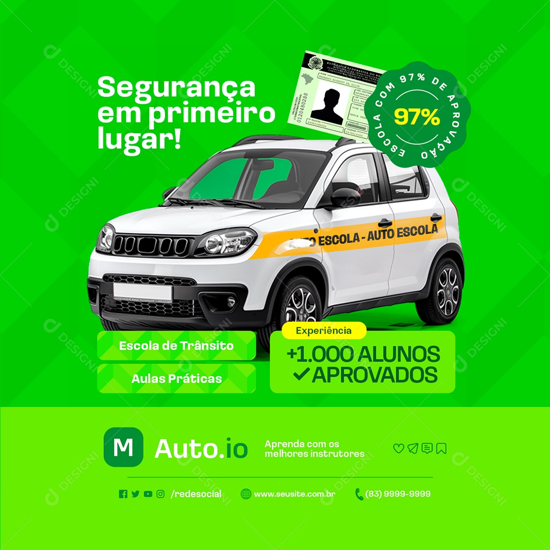 Autoescola Segurança em Primeiro Lugar Social Media PSD Editável