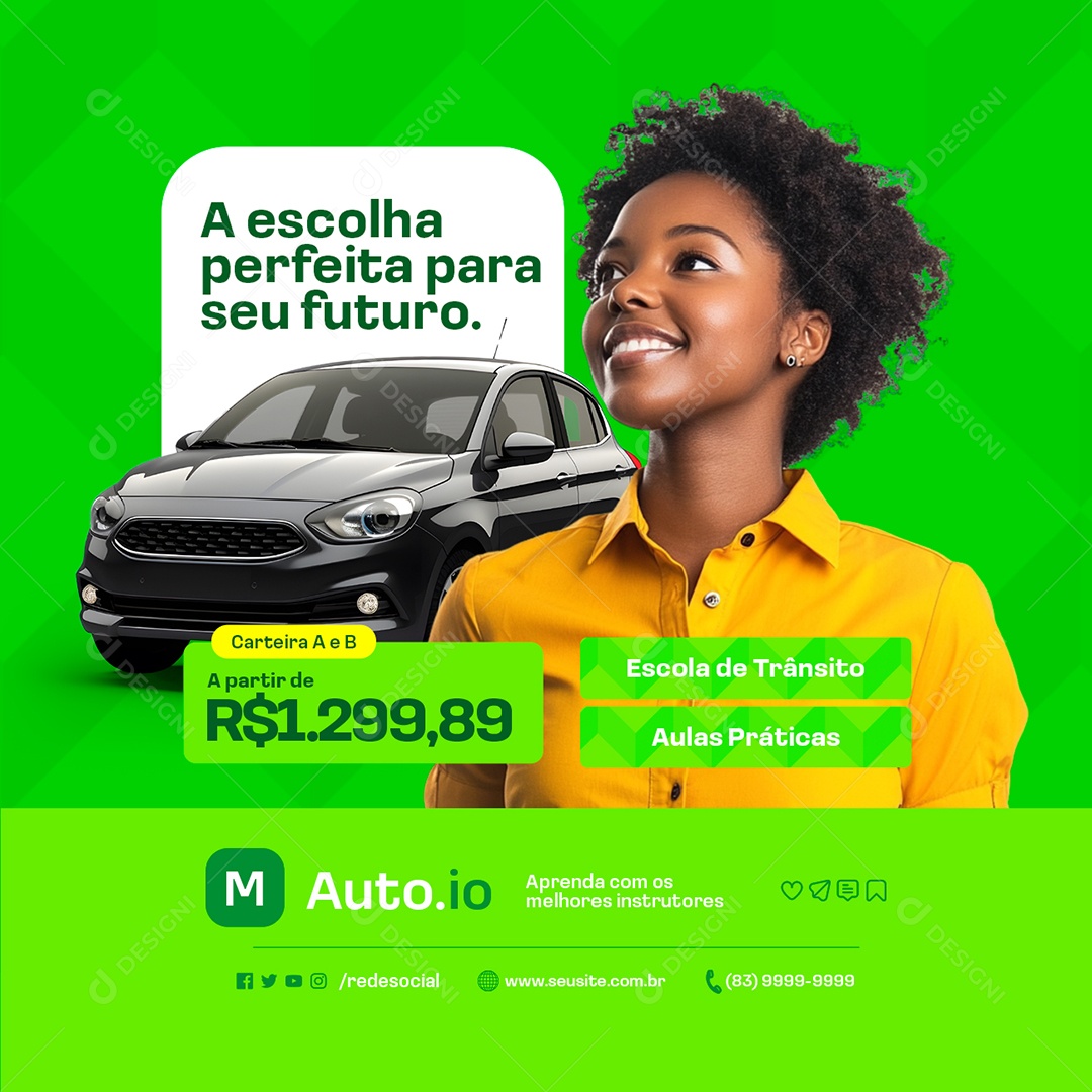 Autoescola A Escolha Perfeita para Seu Futuro Social Media PSD Editável