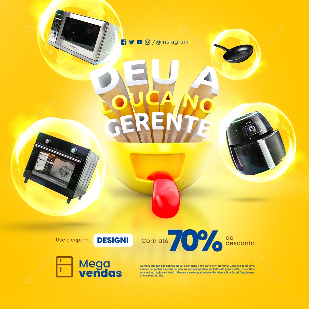 Social Media Deu a Louca no Gerente Eletrodomésticos Mega Vendas PSD Editável