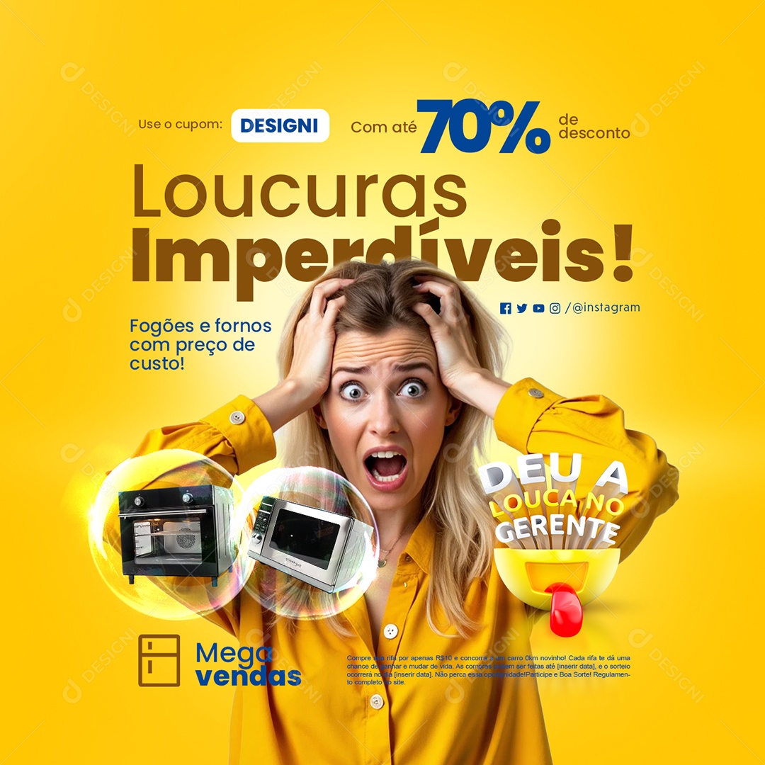 Deu a Louca no Gerente Eletrodomésticos Fogões e Fornos Social Media PSD Editável