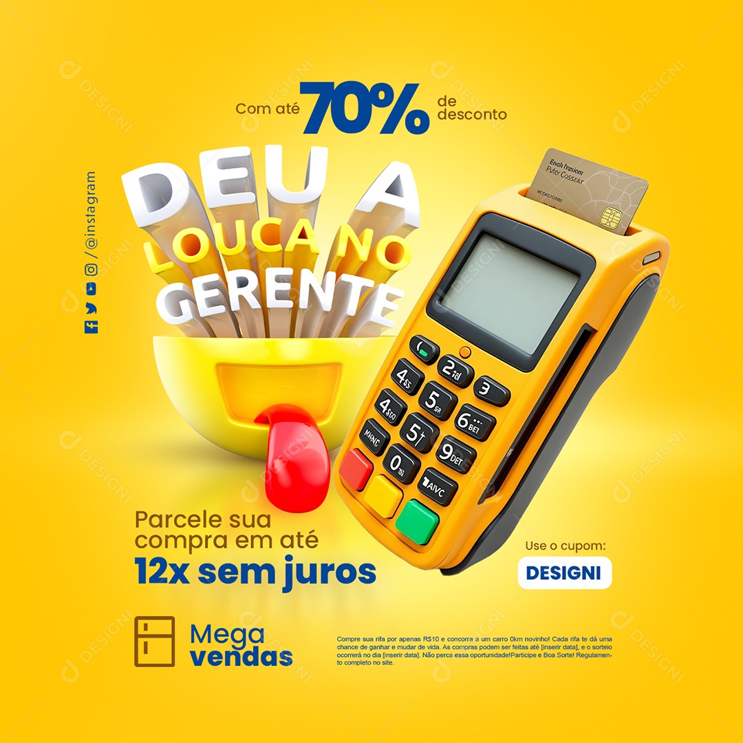 Deu a Louca no Gerente Eletrodomésticos Parcele sua Compra Social Media PSD Editável