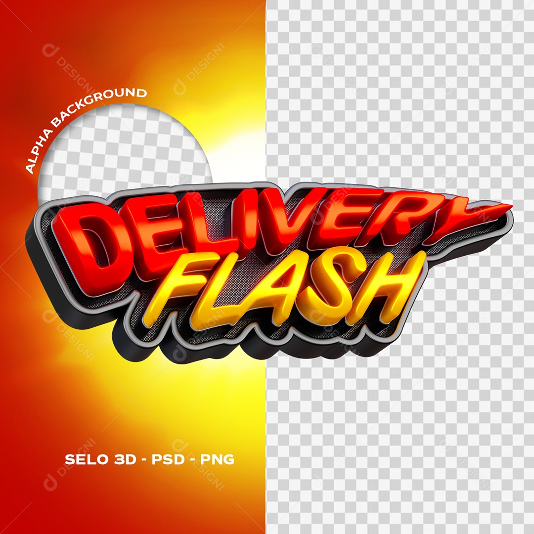 Delivery Flash Selo 3D para Composição PSD