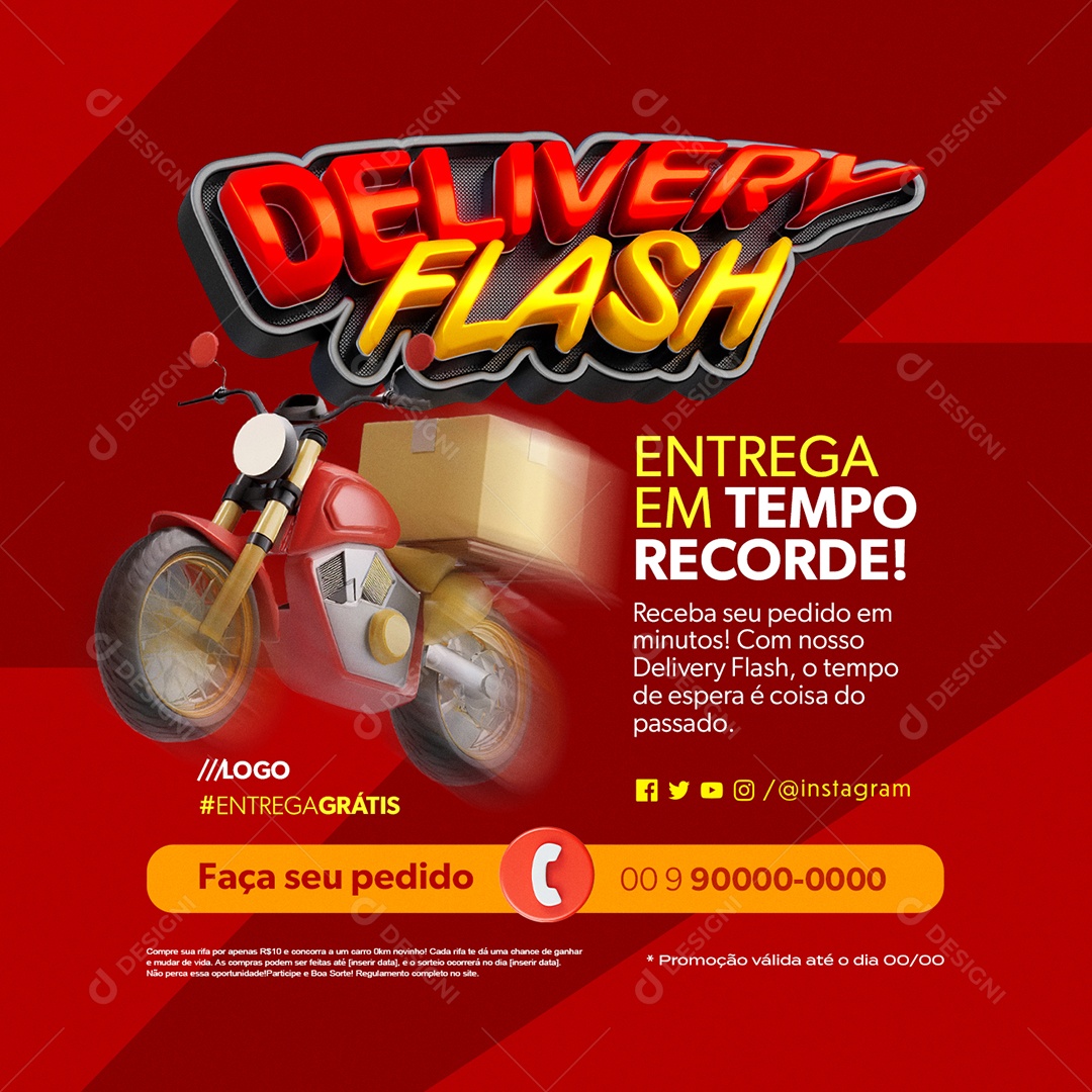 Delivery Flash Entrega em Tempo Recorde Social Media PSD Editável
