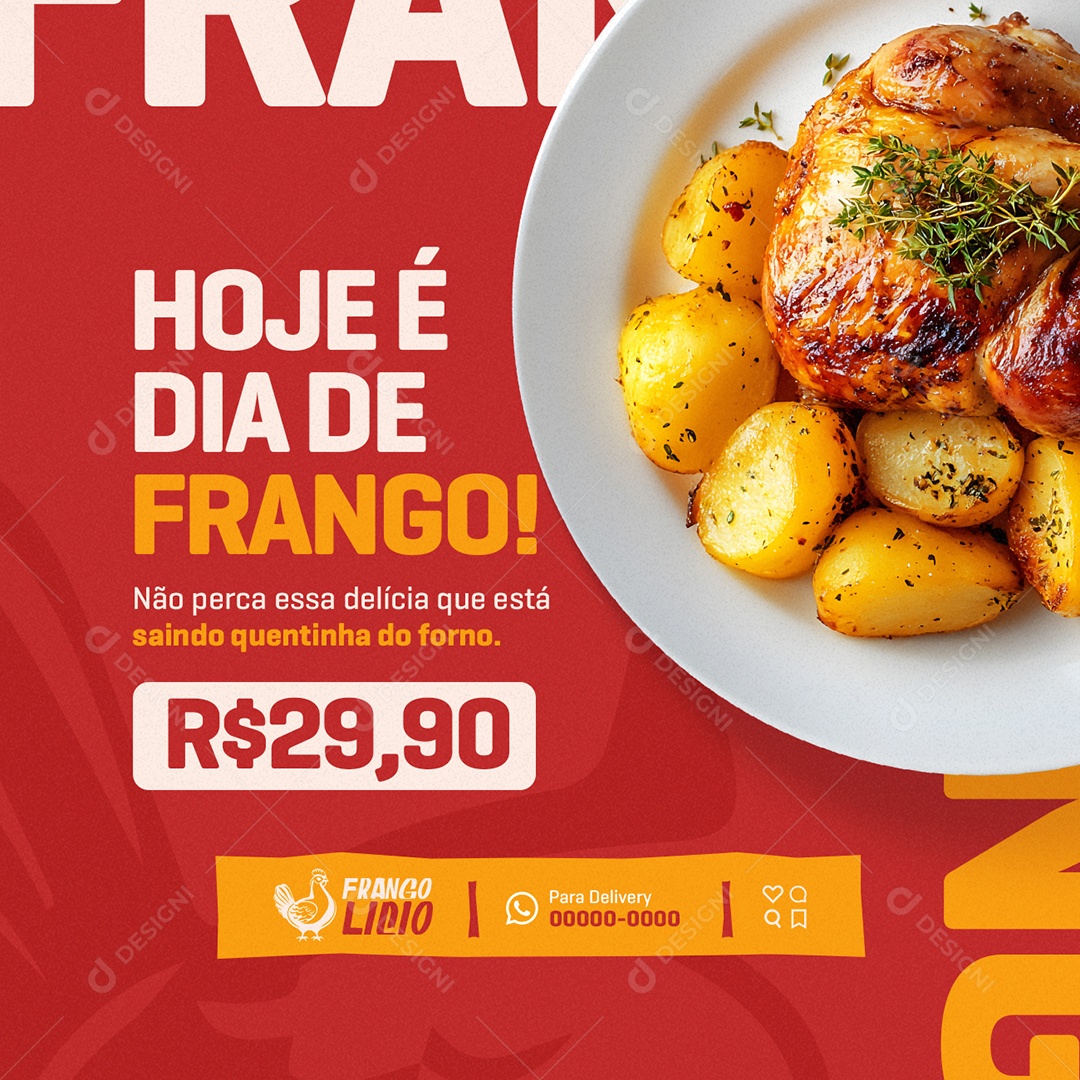 Rotisserie Hoje é Dia de Frango Social Media PSD Editável