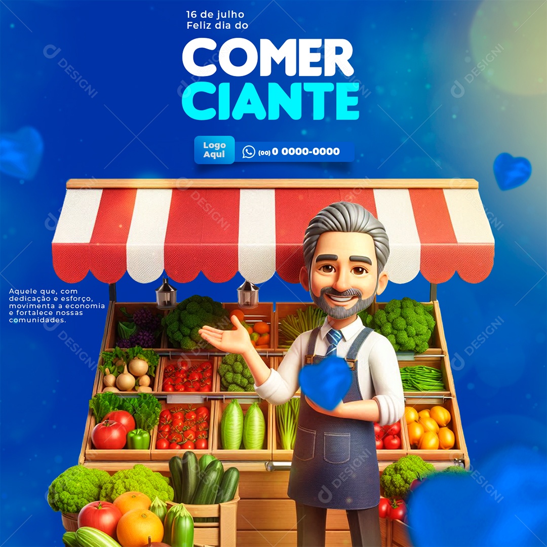 Dia do Comerciante 16 De Julho Social Media PSD Editável
