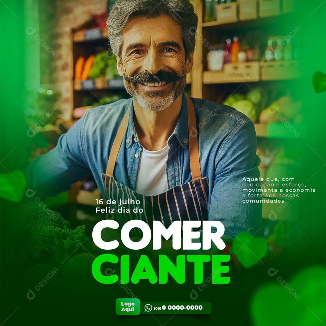 Dia do Comerciante 16 De Julho Social Media PSD Editável