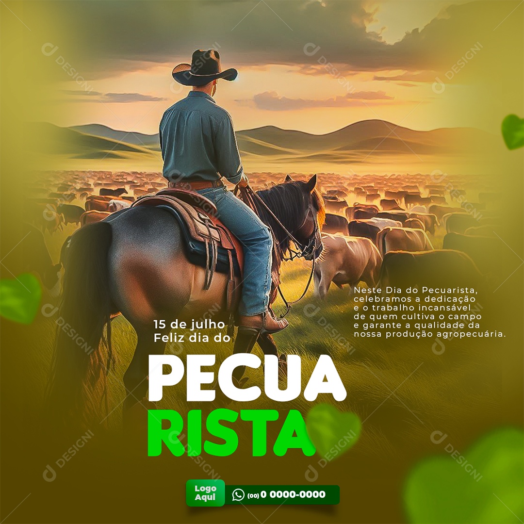 Dia do Pecuarista 15 de Julho Social Media PSD Editável