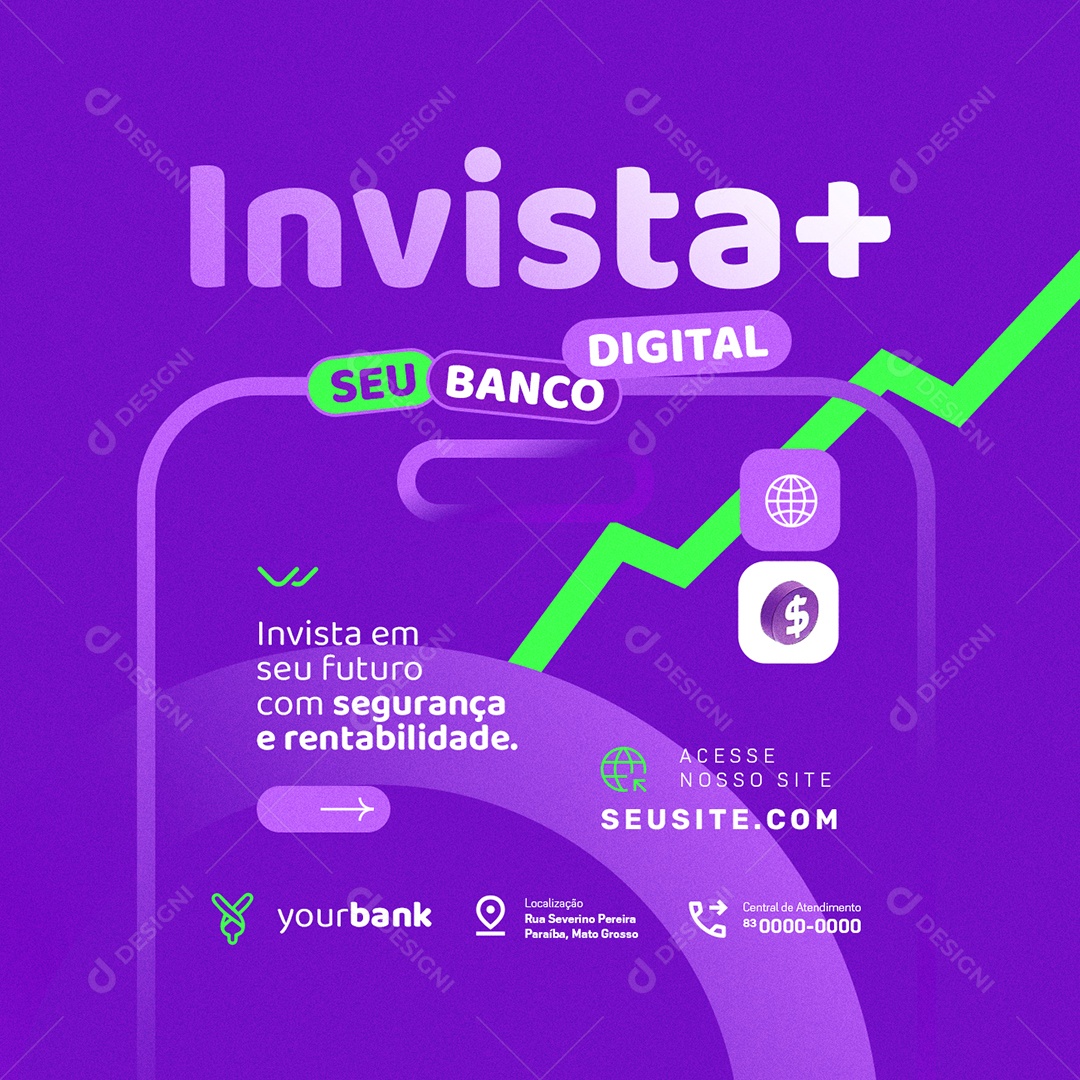 Banco Invista em Seu Futuro Social Media PSD Editável