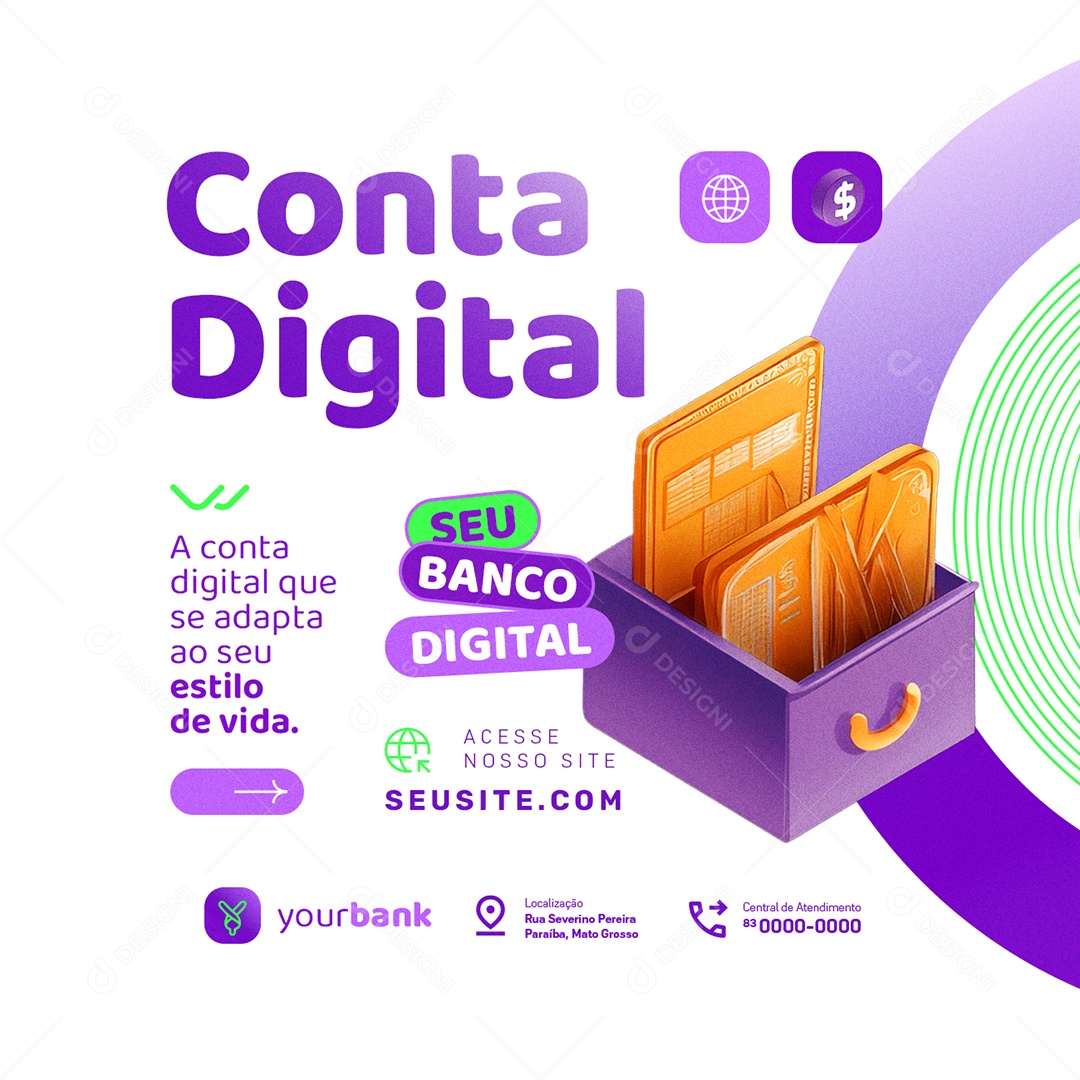 Banco Conta Digital Social Media PSD Editável