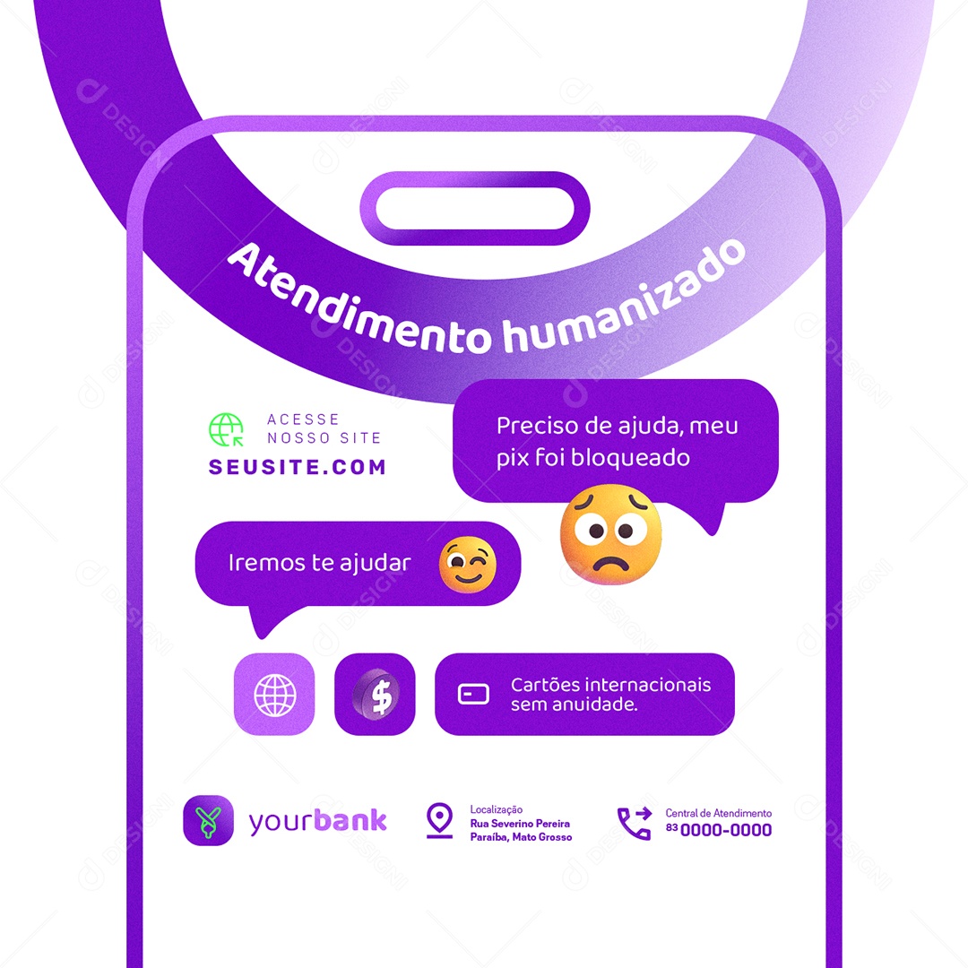Banco Atendimento Humanizado Social Media PSD Editável