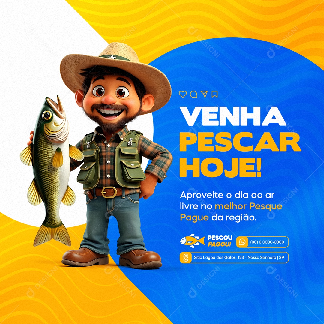 Pesquepague Venha Pescar Hoje Social Media PSD Editável