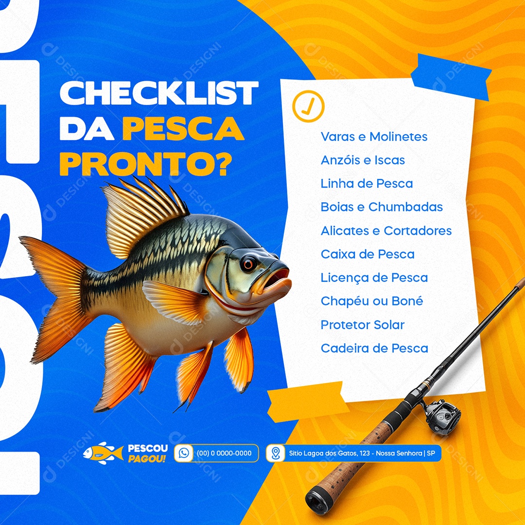 Pesquepague Checklist da Pesca Pronto Social Media PSD Editável