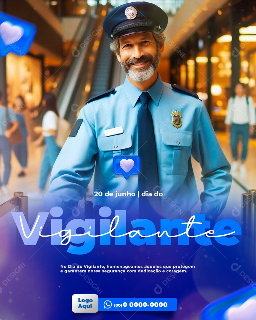 Dia Do Vigilante 20 De junho Social Media PSD Editável