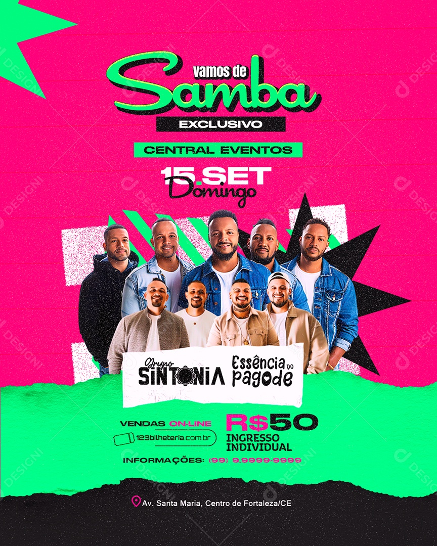 Flyer Vamos de Samba Exclusivo Social Media PSD Editável