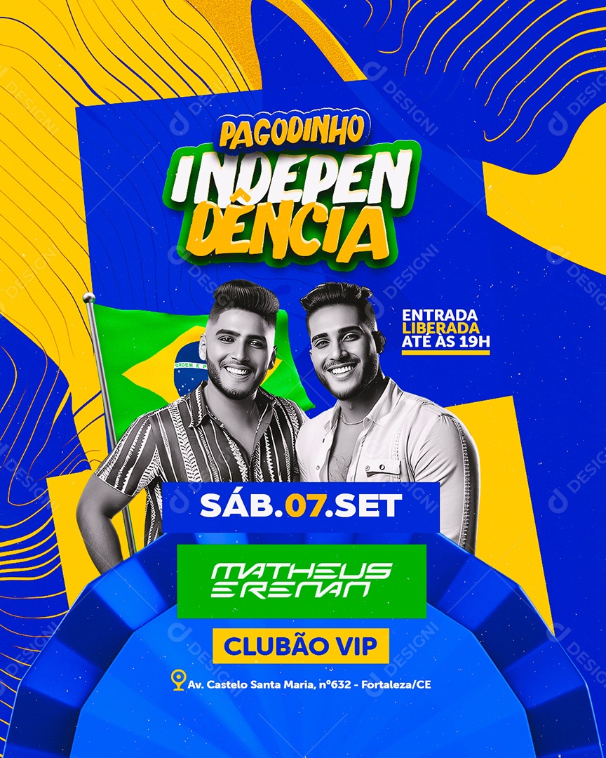 Flyer Pagodinho Independência Matheus e Renan Social Media PSD Editável