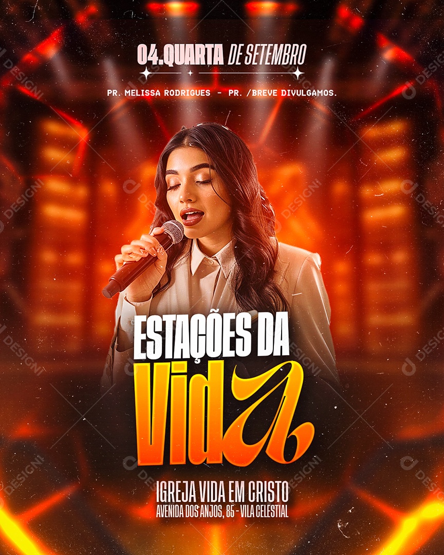 Flyer Gospel Estações da Vida Social Media PSD Editável