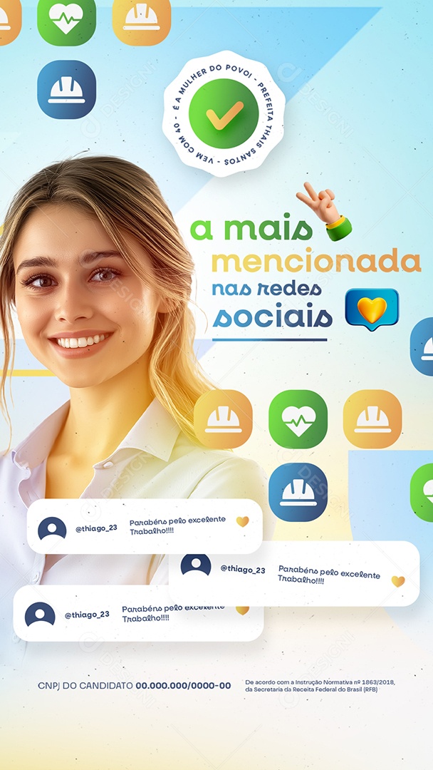 Story Eleição Politica Prefeita Thais Santos Vice Jhonatar Social Media PSD Editável