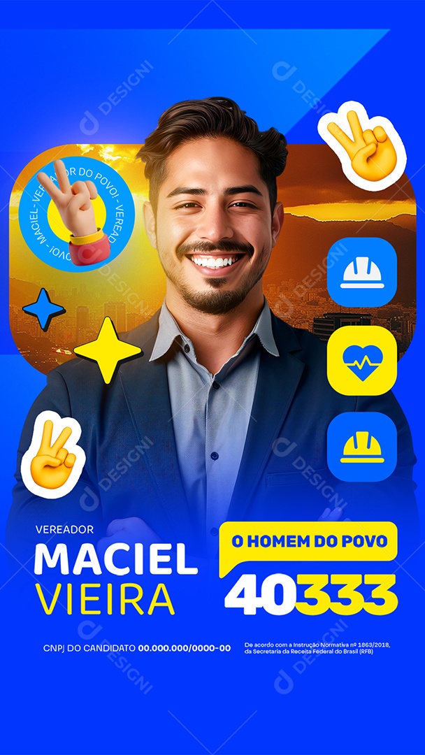 Story Eleição Política Vereador Maciel Vieira Social Media PSD Editável