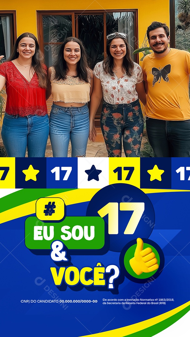 Story Eleição Política Prefeito Jhonatar Sou 17 Social Media PSD Editável