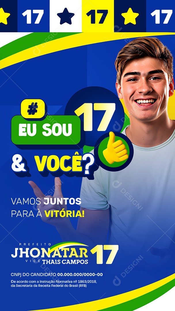 Story Eleição Política Prefeito Jhonatar Vice Thais Campos Social Media PSD Editável