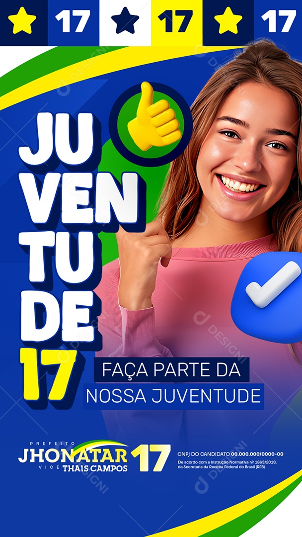 Story Eleição Prefeito Jhonatar Vice Thais Campos Social Media PSD Editável