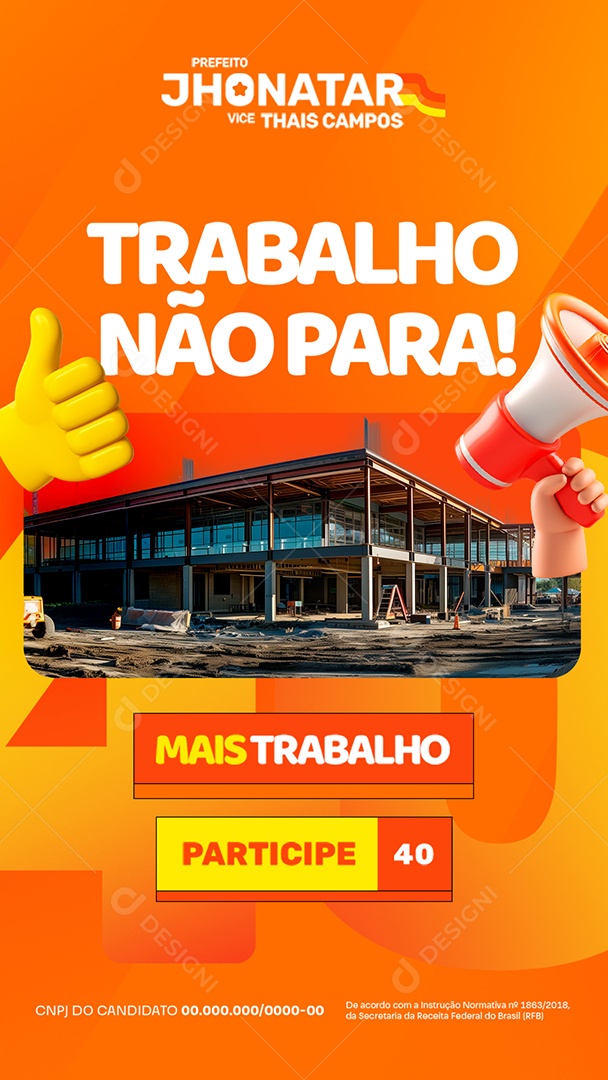 Story Eleição Prefeito Jhonatar Vice Thais Campos Social Media PSD Editável