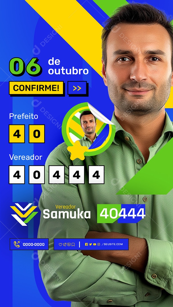 Story Campanha Política Vereador Samuka Social Media PSD Editável