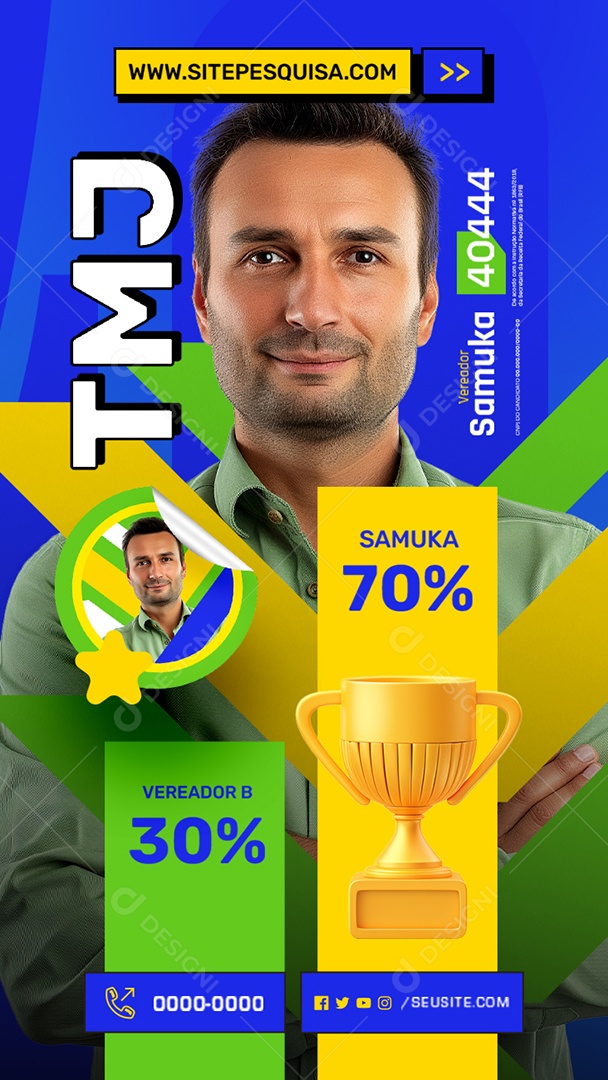 Story Campanha Política Vereador Samuka Social Media PSD Editável