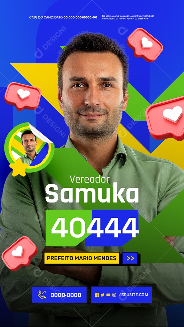 Story Campanha Política Vereador Samuka Social Media PSD Editável