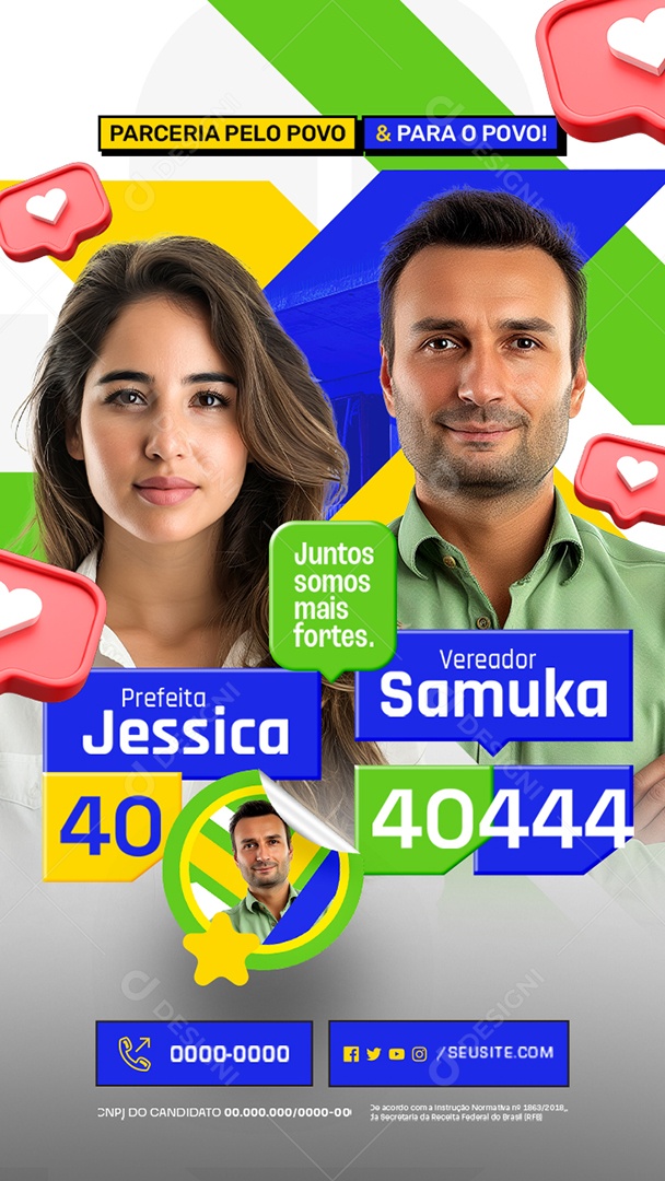 Story Campanha Política Vereador Samuka Prefeita Jéssica Social Media PSD Editável