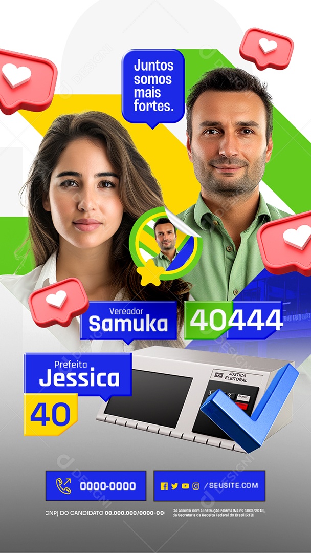 Story Campanha Política Vereador Samuka Prefeita Jéssica Social Media PSD Editável