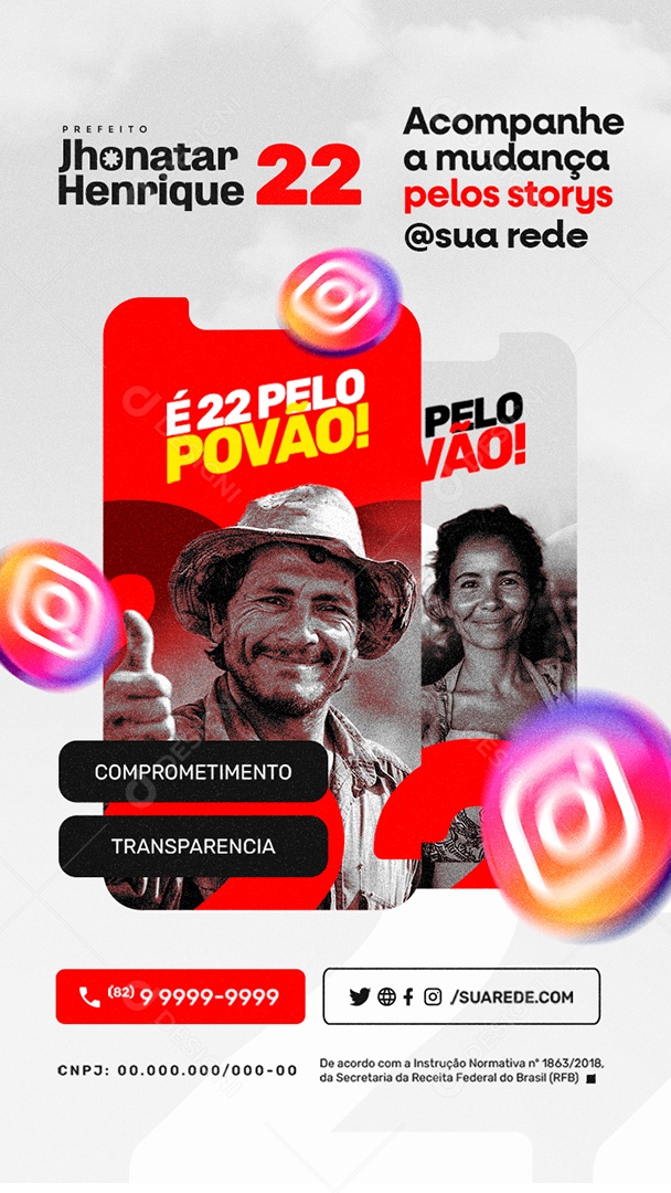 Story Eleição Política 2024 Prefeito Jhonatar Henrique Social Media PSD Editável